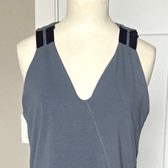 Title Nine Women M Blue Gray Active Workout Bra Pocket Sun Dress - Picture 5 of 8